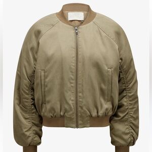 Ulla Johnson Talina Ruched Sleeve Bomber Jacket